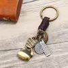 Party Favor Trendy Vintage Punk Boxing Gloves Keychain Mens Car Key Chain Holder Leather Metal Key Ring Present smycken Tillbehör