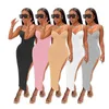 2023 Designer Women Lange jurken Sexy Suspender Laag gesneden open rug Split heup wrap jurk Slim bodycon koker rok clubkleding