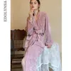 Kadın Pijama Kış Cornes 2021 Yaz Pembe Robe Moda Bornoz Ev Elbise Peignoir Düğün Yumuşak Nedime H369