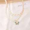 Frauen Schmetterling Halskette Anhänger Mode Schlüsselbein Kette Choker Multilayer Perlen Halsketten Einfache Doppel Schicht Schmuck Geschenk