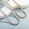 3MM Double Row Full Diamond Chain Zircon Tennis Necklace Hip Hop Iced Out Clavicle Chains for Men Women