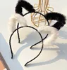 Faux Fur Fox Lobo Orelhas Headband Anime Acessórios De Cabelo De Cabelo Halloween Natal Cosplay Party Traje Headwear Preto Branco