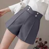 Plus Size Suits Shorts Women Summer High Waist Solid Black Office Work Shorts Ladies Pocket Gray Wide Leg Trouser S-XL 210611