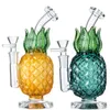 Narghilè Ananas Pipa da bong Bicchieri spessi Narghilè d'acqua Rig petrolifere inebrianti Fumo Bong in vetro Tubi di fumo Riciclatore Dab Rig Cera Arcobaleno olografico Gorgogliatore Ciotola da 14 mm