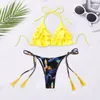 Kobiety bikini -stroje kąpielowe seksowne topy Ruffle Biquini Dwuczęściowe stringi kostiumu kąpielowego pchaj brazylijskie kostium kąpielowy 2021