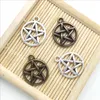 100 st pentagram Legering Berlocker Hänge Retro Smycken Göra DIY Nyckelring Ancient Silver / Brons Hänge För Armband Örhängen 20x16mm