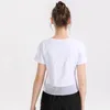 2021 Lu Yoga Tops 여성 느슨한 달리기 속도 건조 스포츠웨어 짧은 캐주얼 티셔츠 트레이닝 메쉬 피트니스 착용 여름 의류 255x