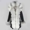 OFTBUY imperméable longue Parka veste d'hiver femmes manteau de fourrure véritable col de fourrure naturelle capuche épais chaud Streetwear détachable 211129