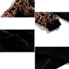 Women Fashion Leopard Velvet Derts Basic Long Sleeve Blouse Slim Sexy Shirt بالإضافة إلى حجم قمم أنيقة غير رسمية Spring Black 210226