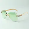 2022 Classic Double Row Diamond Sunglasses 3524027 com vidros de bónicos de búfalo branco, vendas diretas, tamanho: 18-140 mm