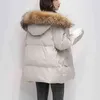 Azzy Winter Hooded Cotton Patded Jacket Vrouwelijke Big Bont Kraag Warm Parkas Damesjas Losse Plus Size Winterjas Vrouw 211108
