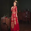 Etnik Giyim Suzhou Nakış Phoenix Gelinlik Cheongsam Çin tarzı Marrige Set Oryantal Gelin Kostüm Zarif Qipao Evliliği