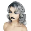 Grå färg Curly WAVY SYNTETISK PERIG SIMULATION Mänskliga hårspår Hårstycken för svarta och vita kvinnor Pelucas K413520324