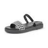 Houndstooth Sandals Slippers Women 2021 Strappy Platform Slides Sandles For Girls Large Size 4.5-11 Summer Women Beach Shoes