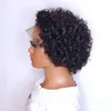 Lace Wigs Short Jerry Curly Pixie Cut Cheveux humains pour les femmes Fermeture malaisienne Pré plumé Deep T Part Remy