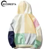 Goesresta Hip Hop Hoodies الرجال الضخمة في الشارع الشارع متعدد الألوان خياطة من النوع الثقيل من النوع الثقيل للبلوزات الخريف رجال شيرت قميص 201126