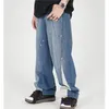 Mäns Jeans Oversized Loose Hip Hop Streetwear Pant Casual Patchwork Pattern Color Blocks Byxor