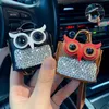 Keychain Fashion Car Key Pendant Creative Cute Diamond Leather Owl Coin Purse Earphone Bag Keychain Charms Wholesale G1019