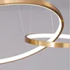 Modern LED Pendant Lamp Room Dining Kitchen Golden Circle Chandelier Chandelier