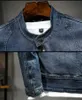 2021 새로운 패션 남자 자켓 빈티지 트렌드 스타일 코튼 슬림 피트 데님 코트 망 스탠드 칼라 긴 소매 캐주얼 재킷 크기 M-4XL