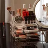 Organizador de maquiagem para caixa de cosmética acrílica transparente jóias esmalte plástico de plástico armazenamento recipiente
