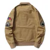 Vestes militaires pilotes masculines Broderie de coton Colon Stand Collar Zipper Diswear Oversize Casual Army Bomber Tactics Men 211224