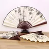 Party Favor Landscape Silk Folding Fan Chinese Style Bamboo Wood Summer Portable Wedding Gift 10 Inch