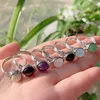 Wedding Rings Natural Stone Wire Wrapped Crystal Healing Purple Amethysts Agates Pink Quartz Fashion Women Party Jewelry