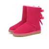 Tobillo clásico Bota de piel de arco corto Mujeres Plataforma de nieve Botas de invierno Piel de castaño Cuero real Bailey Diseñador Bow Mini Bowtie Botines Luxurys