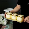 Lagringsflaskor burkar direktförsäljning modern ljus lyxig elfenben porslin gul förgylld keramik hem restaurang kök och dekoration leveranser