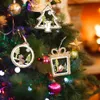 2021 35pcs/set Christmas Tree Ornaments Hanging Xmas Tree Openwork Wooden Bells Five-pointed Star Wooden Window Pendant Decoration