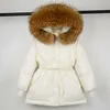 Janveny inverno parkas fêmea 90% branco pato para baixo jaqueta grande grande guaxinim gola de pele com capuz casaco de penas quente de mulheres outwear 210916