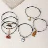 Divertente Braccialetti con ciondoli Gioielli Lega Perline Smalto Fantasma Scheletro Zucca Pipistrello Cera Corda Bracciale in argento dorato Bangeles Per le donne Festa di Halloween