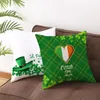 Coussin/oreiller décoratif maison Saint-Patrick vert pêche parchemin ensemble irlande National quatre feuilles herbe taie d'oreiller