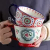 Mão pintada caneca cerâmica para xícaras de café com alça xícara de chá de leite copo de leite máquina de mesa de mesa de cozinha