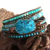 Presente de mulheres Novo Digner Fashion Boho Bracelet Handmade misto misto turquesa ston natural charme 5 fios Wrap Bracelets293q6064399