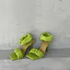 Sandały Moda Sweet Women Green Elastic Grainy Wysokie Obcasy Kobiet Kobiet Plac Toe Cosplay Girl Student Buty Kobieta