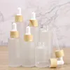 Storage Bottles & Jars 20ml 30ml 40ml 50ml 60ml 80ml 100ml Frosted Dropper Bottle With Bamboo Lid Pipette Essential Oil Empty