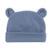 Hattar mössor född hatt med öron bomull varma tillbehör baby flicka pojke stickad spädbarn småbarn beanie cap flickor