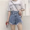 夏のファッションカジュアル女性ジーンズ緩いヴィンテージ原宿韓国のパンクヒップホップソリッドカラーパーソナリティショーツ210608