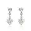 Coeur rose diamant boucles d'oreilles 100% réel 925 argent Sterling fête mariage goutte boucles d'oreilles pour les femmes mariée fiançailles bijoux