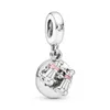 100% 925 Sterling Silver Heart Binoculars Pendant & Pink Enamel Charm Bead Fits European Pandora Jewelry Charm Bracelets