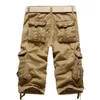 Drop Cargo Shorts Hommes Casual Entraînement Militaire Multi-poches Longueur mollet Pantalon court 210714