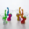 DHL Silicone Bubbler Smoking Hand Pipe 4.7 inches with Glass Bowl Height Small Portable Dab Oil Rig Colorful Bong