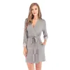 Bridesmaid Robes for Women Modal Cotton Sexy Lace V-neck Lounge Bathrobe with Belt Comfortable Female Home Sleepwear Dressing 210831