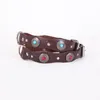 Retro Genuine Leather Dog Collar Personalized Ethnic Pet Necklace With Flower Pattern Green Red Bead Basic For Big Dogs Y200515