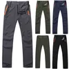 3XL Mens Outdoor Climbing Byxor Manlig Fast Färg Snabbtorkat Vattentät Casual Stright Ben Byxor 210715