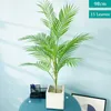 80-125cm Tropical Plants Large Artificial Palm Tree Branch Floor Fake Monstera Plastic Palm Leaves For Home Garden Wedding Decor 210624