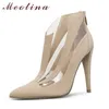 Meotina Skor Kvinnor Transparent Super High Heel Pumps Pekade Toe Stiletto Heels Zipper Footwear Kvinna Höst Svart Vit 210608