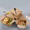Gute Qualität Kraftpapier-Lebensmittelbox, wasser- und ölbeständig, Fast-Food-Verpackungsboxen, Einweg-Lunchbox zum Mitnehmen, gebratenes Huhn, Sushi-Salat, RRD11128